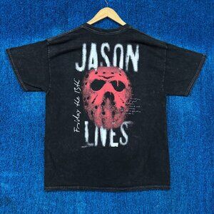 Friday the 13th Jason Voorhees “Jason Lives” Horror Movie Graphic T-Shirt Size L